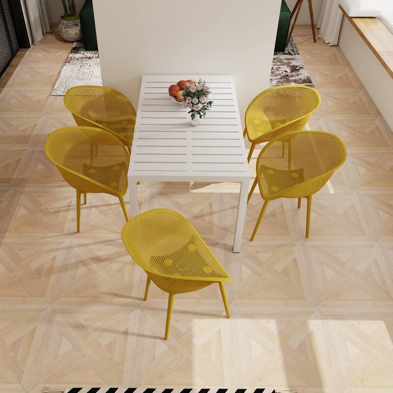 2-Pack Modern Lounge Chairs - Indoor/Outdoor All-Weather PP Plastic, Lightweight & Stackable
