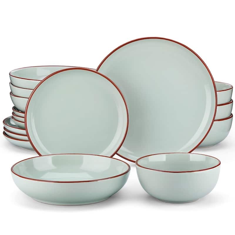 vancasso Exquisite Modern Design Stoneware Dinnerware Set - Jade Green - 16-Piece