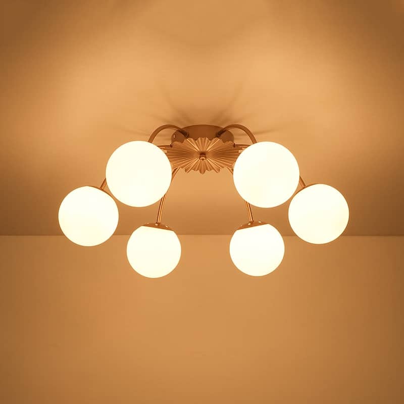 Mid-Century 12-Light Milky Glass Globe Sputnik Ceiling Light - 39in