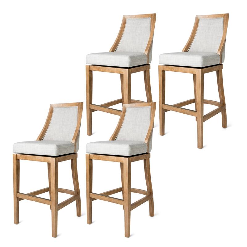 Maven Lane Vienna Swivel Kitchen Stool - Set of 4 - Weathered Oak - Bar Height