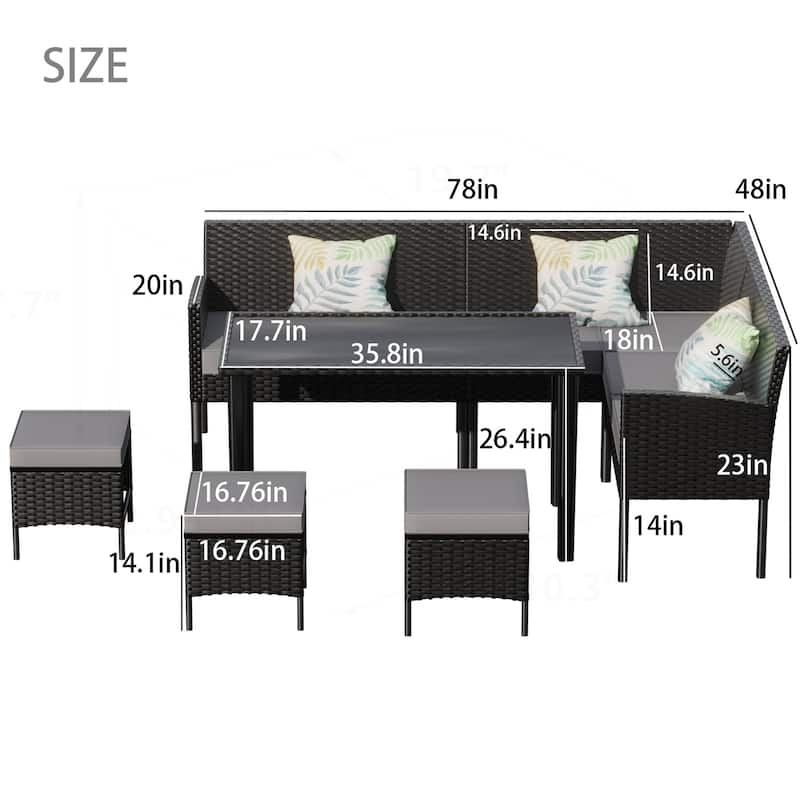 7-piece Small Space Outdoor Furniture Set