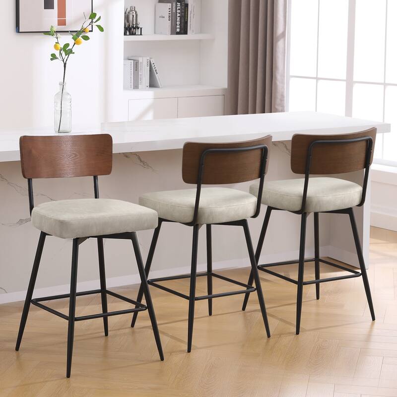 26"/ 29" Faux Leather Swivel Counter/ Bar Stools Set of 2/3