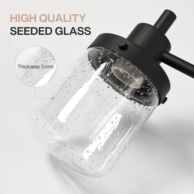 3-Light Bathroom Vanity Light with Seeded Glass Shades - 19.7'' W × 5.9'' D × 7.5'' H