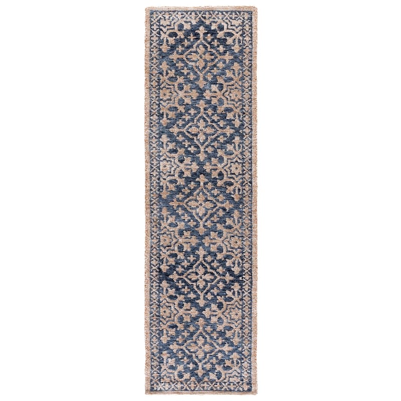 SAFAVIEH Audrey Handmade Danai Rug - 2'3" x 8' Runner - Blue/Beige