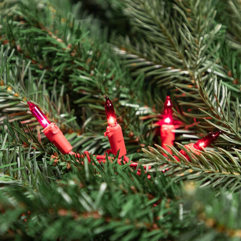 Mini Christmas Light Set - Red and Pink - 10' Red Wire - 50ct