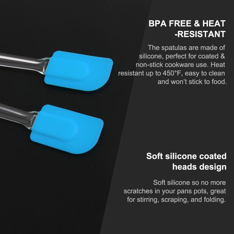 2pcs Flexible Silicone Spatula Heat Resistant Non Stick for Cooking - 9.6" x 1.9"(L*W)