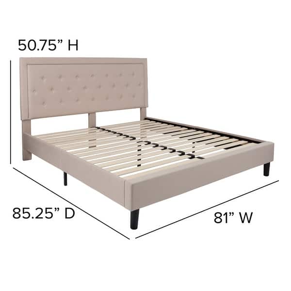 dimension image slide 12 of 19, Tufted Platform Bed with 10in. Pocket Spring Mattress