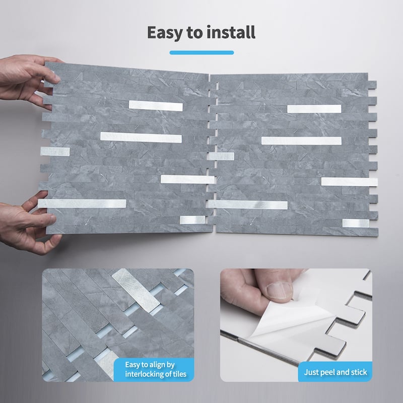 Art3d Peel and Stick Stone Backsplash Tile for Kitchen Bathroom(10 sq.ft/box)