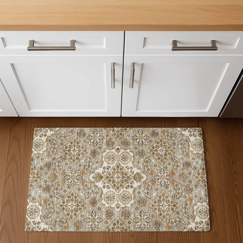 Premium Washable Super Soft Classic Traditional Mayfield Rug - Taupe - 1'8" x 2'6"