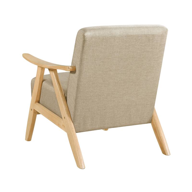 Indy Accent Club Armchair, Light Brown Textured, Solid Rubberwood