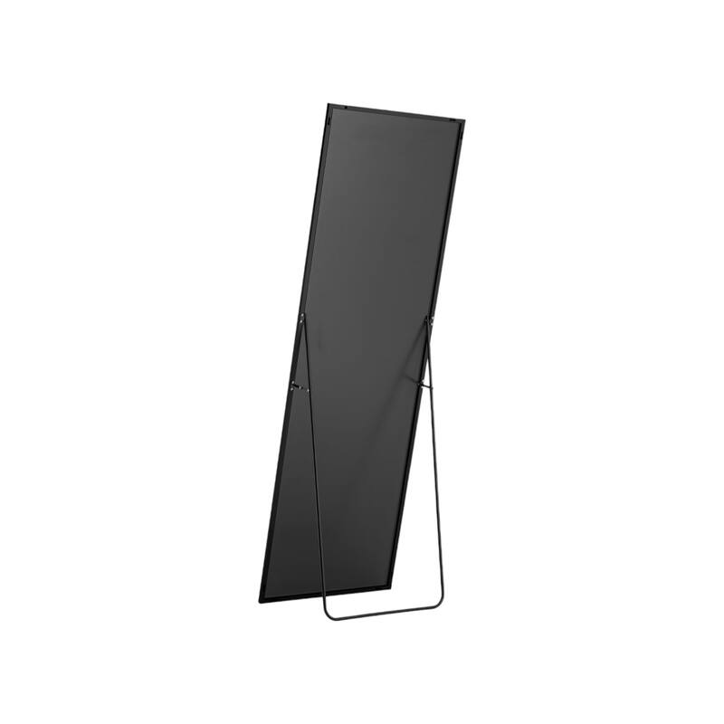 HomeRoots 63" Black Metal Freestanding and Wall Mount Framed Full Length Mirror - 20.00 in. x 63.00 in. x 0.50 in.
