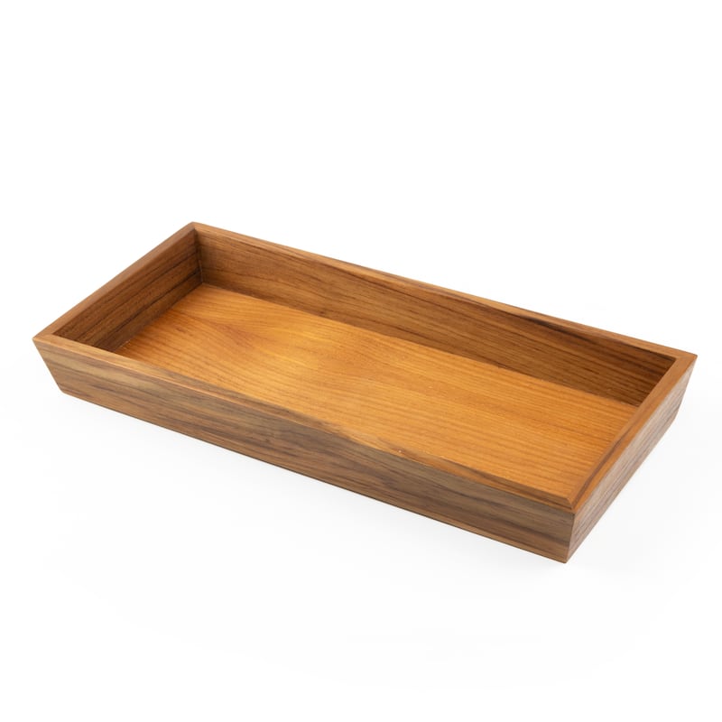 Solid Teak Vanity Tray - 15-1/4" L x 7" W x 1-3/4" H