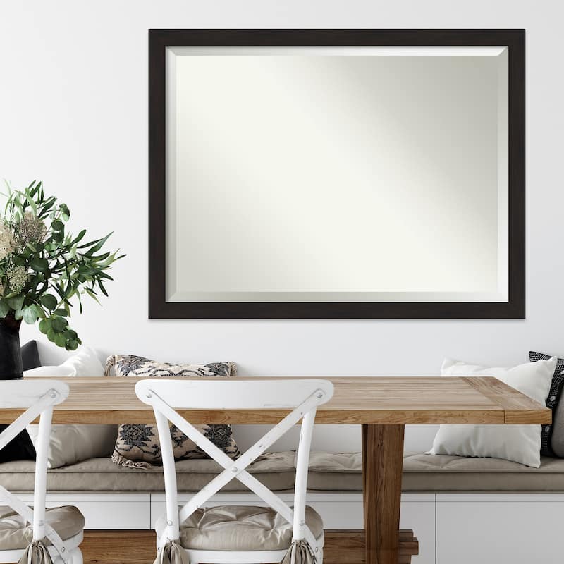 Beveled Wall Mirror - Furniture Espresso Narrow Frame - Furniture Espresso Narrow