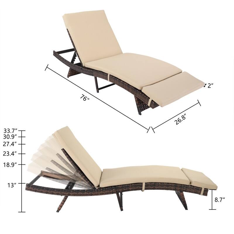 Patio Wicker Chaise Lounge with Cushion