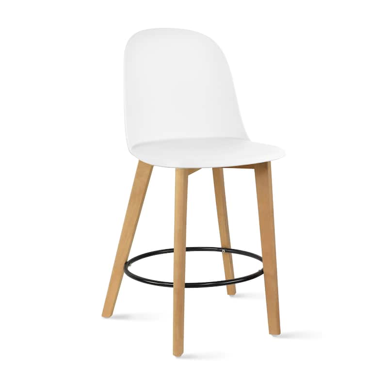 Set of 2 Designer Eiffel Chairs Counter Stools With Backs Side Molded Shell Kitchen Office Dining Dowel Bar Patio