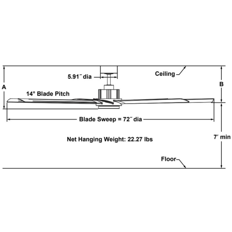Fanimation Pendry 72 inch Indoor/Outdoor Smart Ceiling Fan with Remote - Black with Brushed Nickel Accents