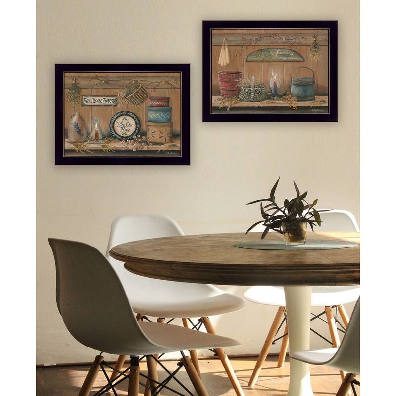 TrendyDecor4U Farmhouse "Shelf Treasures" Framed Print Wall Art by Pam Britton - Brown