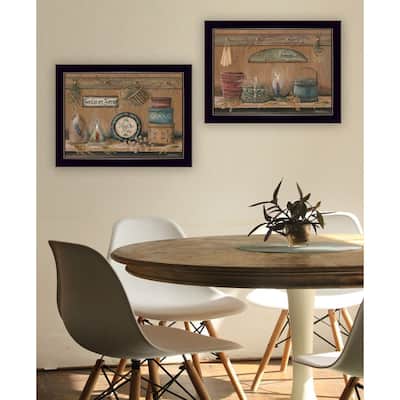 TrendyDecor4U Farmhouse "Shelf Treasures" Framed Print Wall Art by Pam Britton - Brown