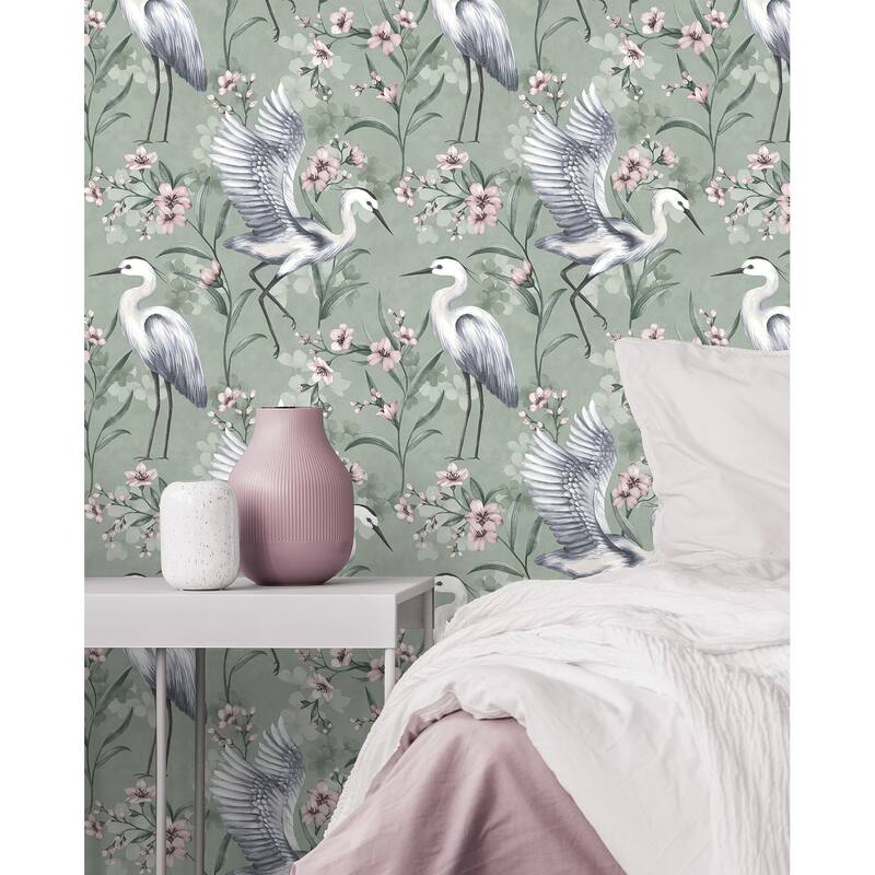 Fine Decor Simonetta Seafoam Heron Wallpaper