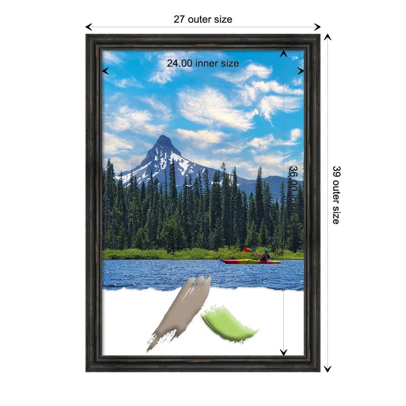 Rustic Pine Black Narrow Wood Picture Frame, Photo Frame, Art Frame - 24x36