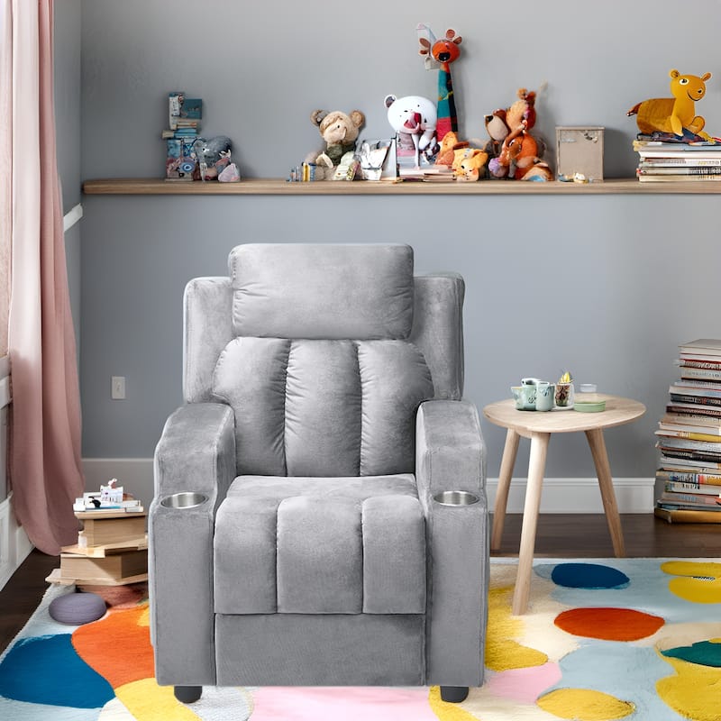 Cozy Gray Toddler Recliner Chair for Kids Ages 1-5 - Black