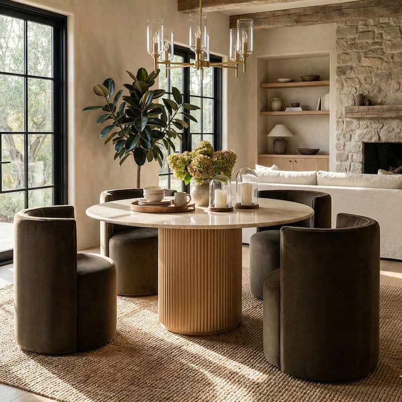 Velvet Swivel Dining Chairs with Rolling Casters, Upholstered Barrel Back Dining ArmChairs