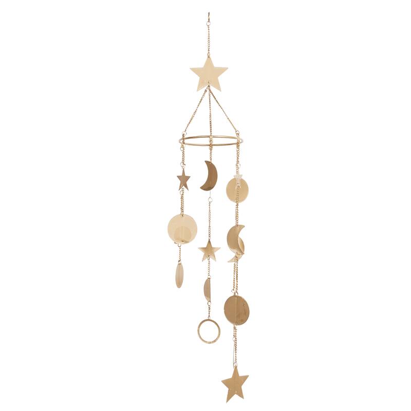 Gold Metal Indoor Outdoor Moon and Star Windchime