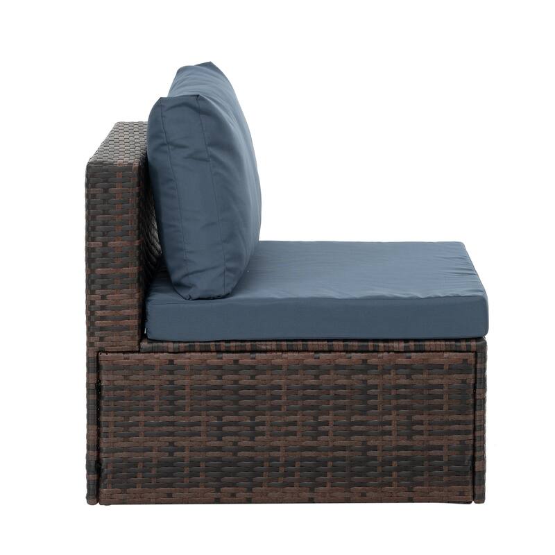 GDFStudio - Stylish 5-Piece Outdoor PE Wicker Patio Set with Tempered Glass Coffee Table, Seats 4