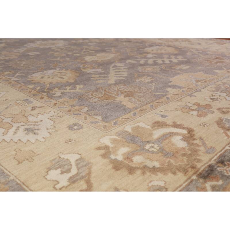Oushak Indian Large Rug Handmade Oriental Grey Wool Carpet - 9'8" x 13'7"
