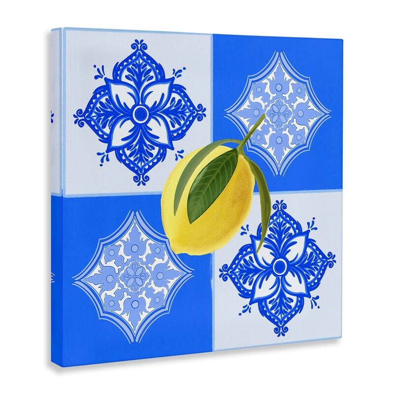 Stupell Lemon over Geometric Tiles Canvas Wall Art Design By Ashley Singleton