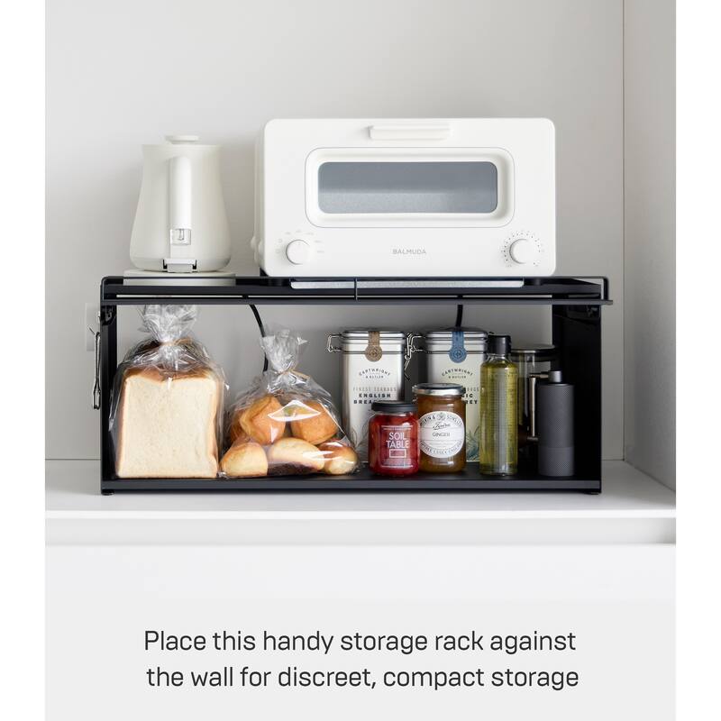 Yamazaki Home Front-Opening Countertop Storage Rack, Steel - L 10.51 x W 23.62 x H 9.92 inches