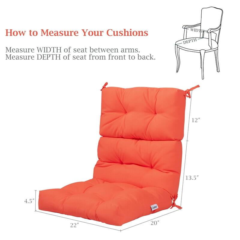 22" x 44" Tufted Outdoor Patio Chair Seating Pad - 44" (L) x 22" (W) x 5" (H)