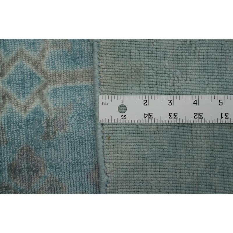 Hand-knotted Transitional Silk Carpet Blue Oushak Rug Floral Oriental Area Rug - 8' 0'' X 5' 0''