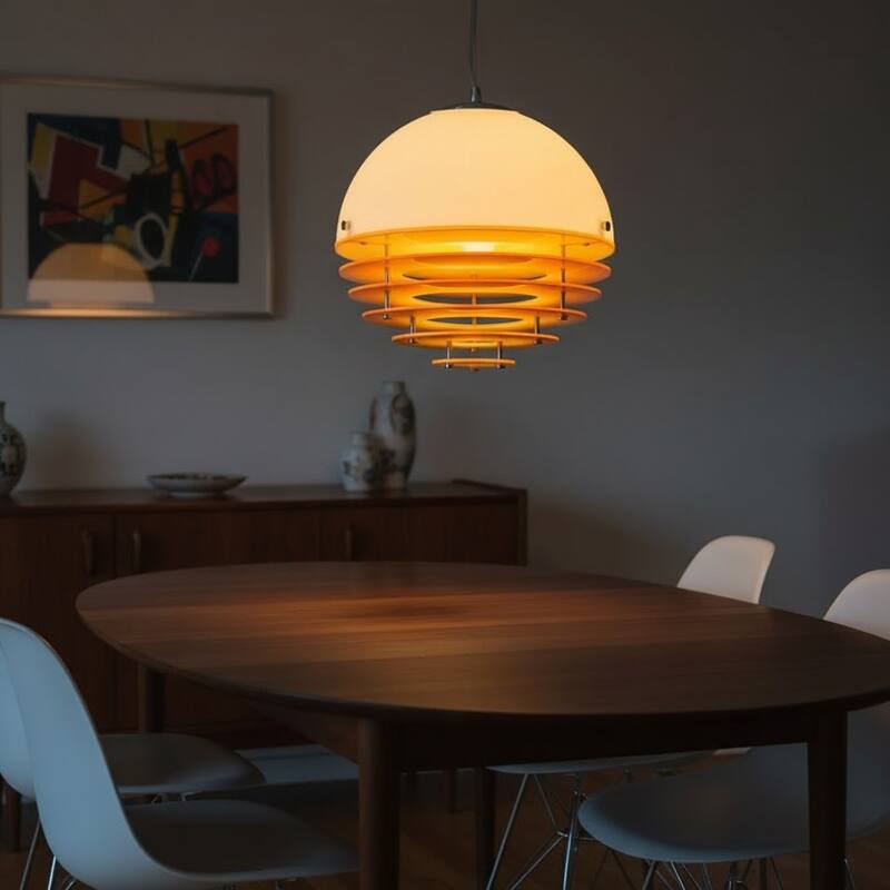 Bauhaus Sunset Ceiling Light Fixture, MCM Chandelier