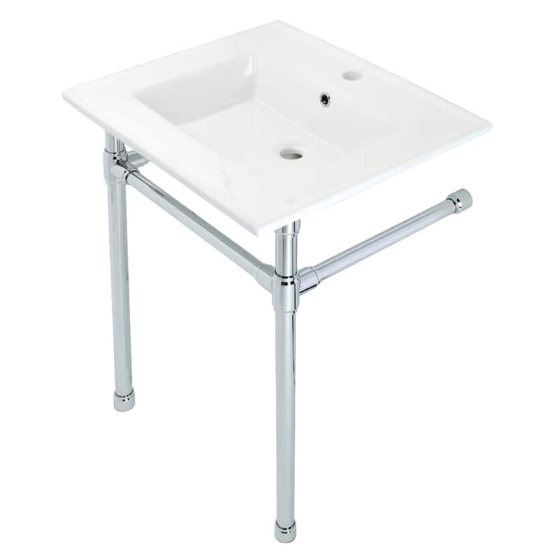 Kingston Brass Dreyfuss 25" Wide Console Sink Set - White / Polished Chrome
