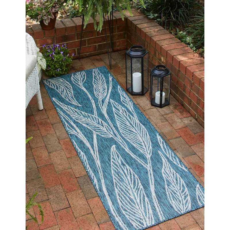 Outdoor Turgh Collection Area Rug - Teal - 2'x6'