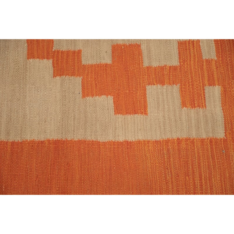 Hand Woven Oriental 100% Wool Carpet Southwestern Tribal Brown Kilim Area Rug - 8' 0'' X 4' 10''