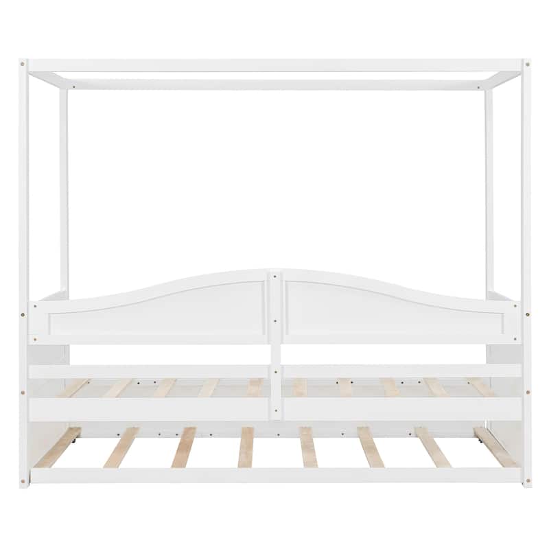 Twin Canopy Daybed with Trundle Bed, Space-Saving Design