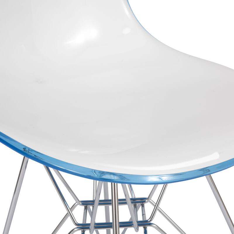 LeisureMod Cresco Molded 2-Tone Eiffel Side Chair - White Blue - 17"L x 18.4"W x 32"H