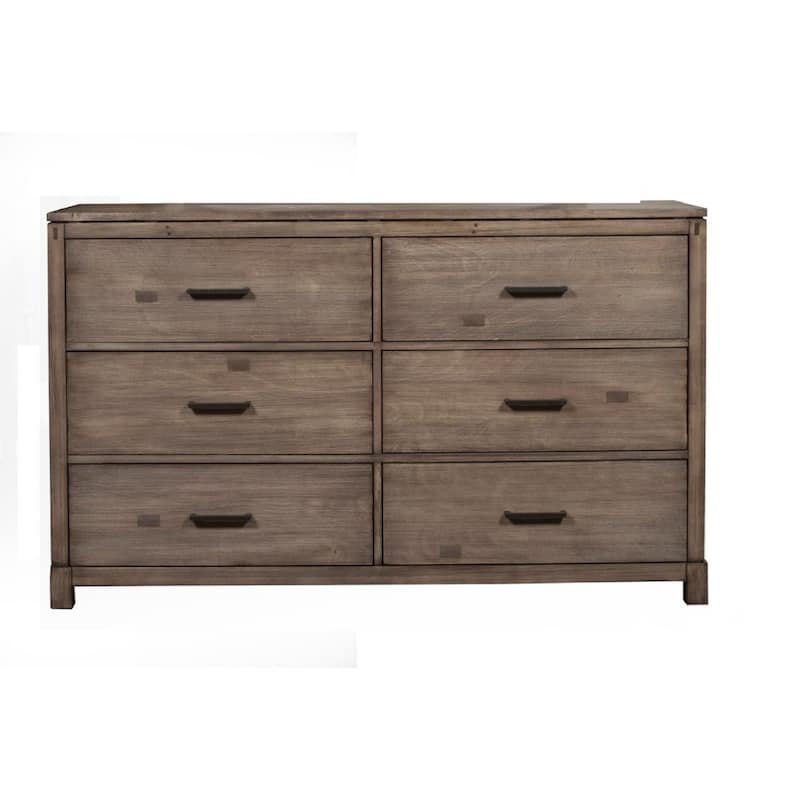 Capacious 6 Drawer Dresser In Mahogany Wood, Brown