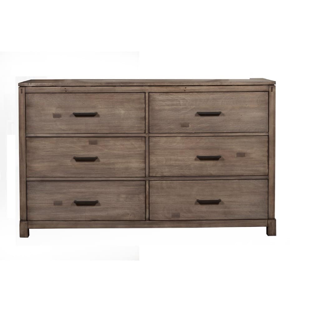 Capacious 6 Drawer Dresser In Mahogany Wood, Brown