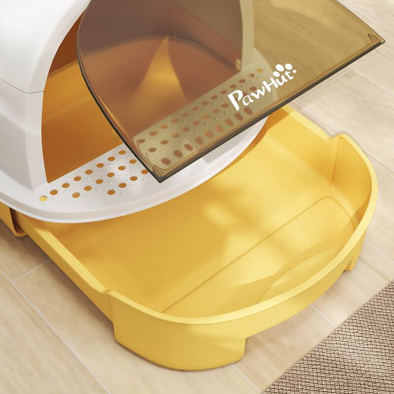 PawHut Cat Litter Box, Covered Kitty Litter Box with Lid, Scoop, Deodorizing Bags for Odor Control, Green