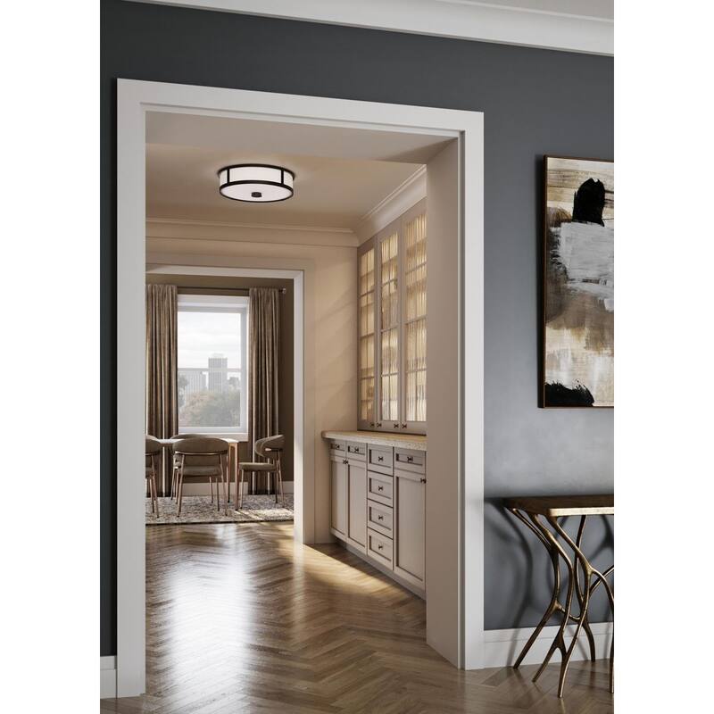 Gilliam Collection Three-Light Matte Black New Traditional Flush Mount - 16.12 in x 16.12 in x 4.37 in