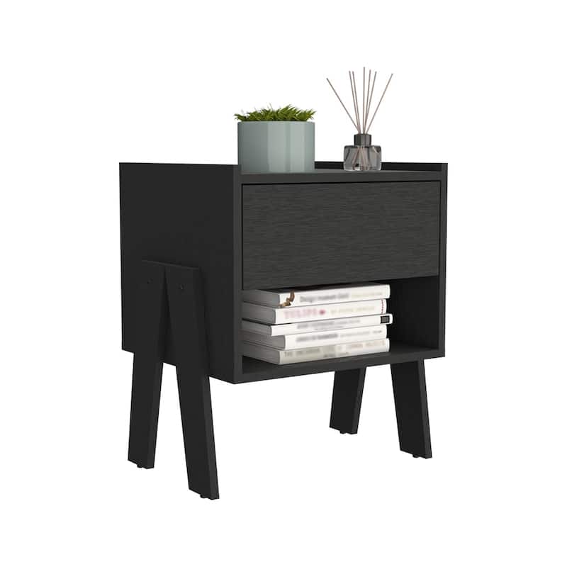 Bedroom Nightstand Open Shelf One Drawer