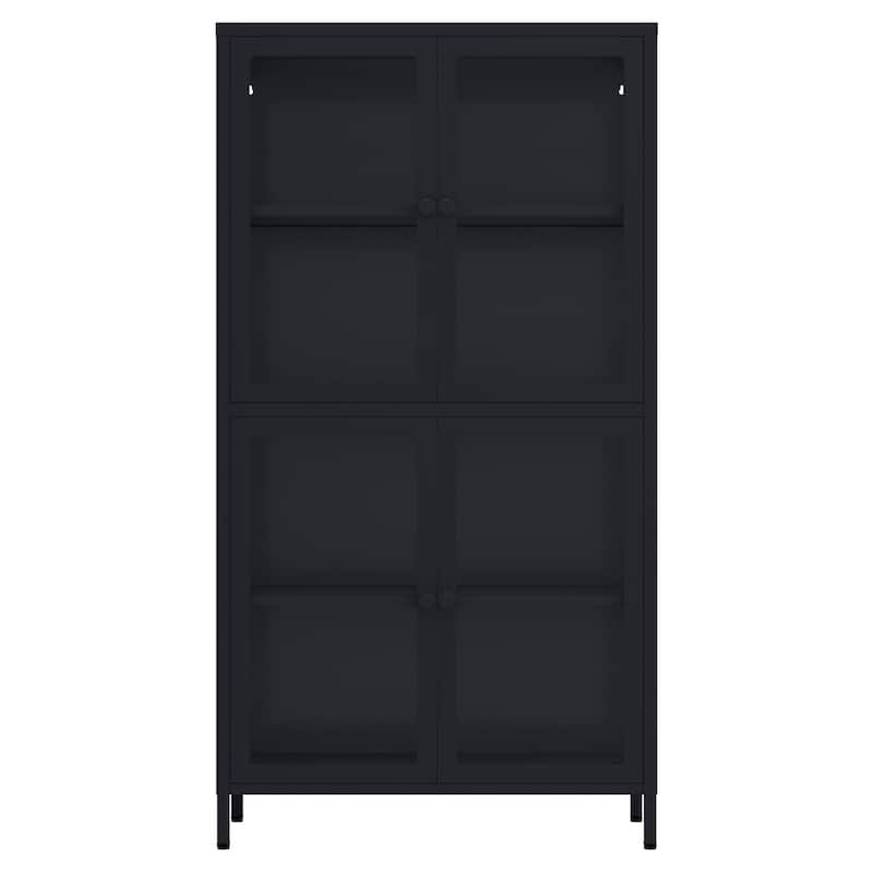 Four Glass Door Storage Cabinet with Adjustable Shelves