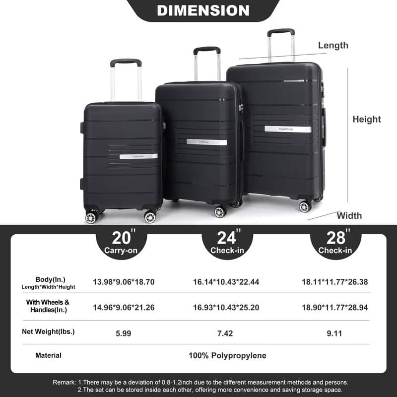 3-Piece Luggage Set ,Hardshell Suitcase Sets Lightweight Durable Suitcase