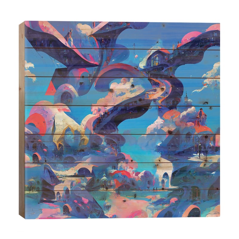 The Land Between Print On Wood by Kenwood Huh - Multi-Color - 26x26x1.5