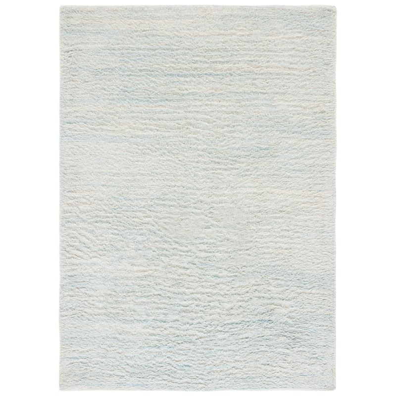 SAFAVIEH Handmade Casablanca Shag Ceferina Wool Rug - 6' Square - Light Blue
