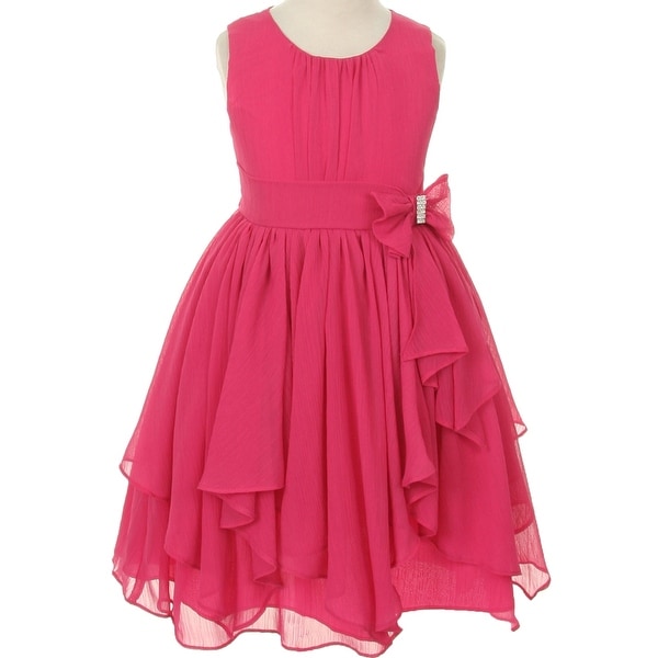 Ruffled Flower Girl Dresses Fuschia