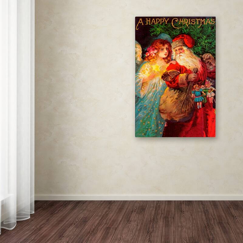 Vintage Apple Collection 'Happy Christmas' Canvas Art